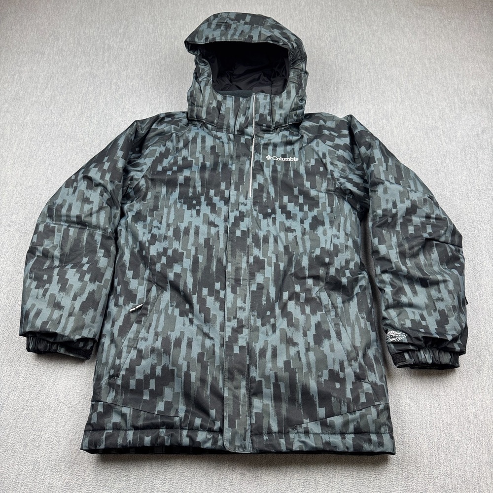 Columbia Jacket Youth Kids Medium Gray Green Twist Tip Waterproof Ski Snow Coat‎